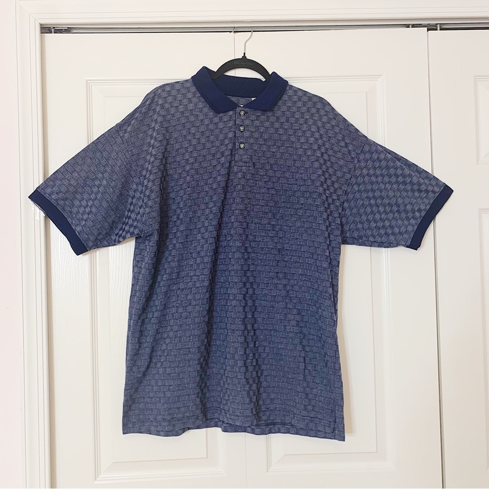 Frenzi Golf Checked Blue Polo Shirt